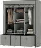MC Star Kleiderschrank Stoffschrank mit Kleiderstange, Schubladen, Reißverschluss (Faltschrank für Schlafzimmer, Ankleidezimmer, 125 x 43 x 162,5 cm, Hellgrau) Bild 5