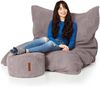 Green Bean® Sitzsack + Pouf im Set - XXL Riesensitzsack mit passendem Sitzhocker | Bean Bag mit EPS Füllung - Grau Bild 2