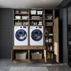 Roomart Schrankwand für Waschküche & Hauswirtschaftsraum – SERIE 1 – 179 cm breit – mit Ausziehbrett – Waschmaschinenschrank & Stauraumlösung • Eiche Bild 4
