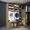 Roomart Schrankwand für Waschküche & Hauswirtschaftsraum – SERIE 1 – 179 cm breit – mit Ausziehbrett – Waschmaschinenschrank & Stauraumlösung • Eiche Bild 2