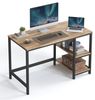 VASAGLE Schreibtisch, Computertisch, PC-Tisch, Bürotisch, mit 2 Ablagen auf der rechten oder linken Seite, fürs Büro, Wohnzimmer, Stahlgestell, Industrie-Design, kamelbraun-tintenschwarz Bild 2