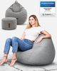 Green Bean® 2er Set Indoor Sitzsack + Hocker mit EPS-Perlen Füllung - Sitzhocker Sitz-pouf , Grau, L Bild 2