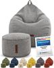 Green Bean® 2er Set Indoor Sitzsack + Hocker mit EPS-Perlen Füllung - Sitzhocker Sitz-pouf , Grau, L Bild 4