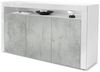 Vladon Sideboard Valencia, Kommode mit 3 Türen und 1 offenem Fach, Weiß matt/Beton Oxid Optik/Weiß Hochglanz (155 x 92 x 40 cm) Bild 5