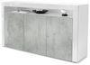 Vladon Sideboard Valencia, Kommode mit 3 Türen und 1 offenem Fach, Weiß matt/Beton Oxid Optik/Weiß Hochglanz (155 x 92 x 40 cm) Bild 4
