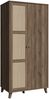 Forte GLENKEEN Kleiderschrank 100, Kleiderschrank im Boho-Stil mit 2 Türen, Holzwerkstoff, Valencia Eiche Holzdekor | Naturrattan, 94,8 cm breit x 199,2 cm hoch x 56 cm tief Bild 3