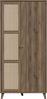 Forte GLENKEEN Kleiderschrank 100, Kleiderschrank im Boho-Stil mit 2 Türen, Holzwerkstoff, Valencia Eiche Holzdekor | Naturrattan, 94,8 cm breit x 199,2 cm hoch x 56 cm tief Bild 2
