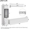 3-tlg. Wohnwand Weiß mit LED, TV-Schrank 180 x 33 x 30 cm, Vitrine 30 x 33 x 130 cm, Wandregal 140 x 13,5 x 18 cm Bild 4