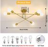 Ophy Kronleuchter Sputnik Kronleuchter, 6‑flammig, Vintage Deckenlampe aus Metall (E27), ohne Leuchtmittel, halbbündige Deckenbeleuchtung, für Esszimmer, Schlafzimmer & Wohnzimmer Bild 4