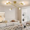 Ophy Kronleuchter Sputnik Kronleuchter, 6‑flammig, Vintage Deckenlampe aus Metall (E27), ohne Leuchtmittel, halbbündige Deckenbeleuchtung, für Esszimmer, Schlafzimmer & Wohnzimmer Bild 2