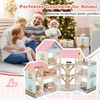 Eck-Puppenhaus aus Holz mit Rosa Dach & 41 Möbelstücken & Zubehör Puppenstube DIY Traumhaus Rosa Bild 4