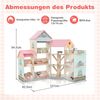 Eck-Puppenhaus aus Holz mit Rosa Dach & 41 Möbelstücken & Zubehör Puppenstube DIY Traumhaus Rosa Bild 2