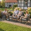 MeXo Gartenlounge-Set Gartenmöbel Set 4 Personen Aluminium Wetterfest Hochlehner 4 Sitzer, (einteiliges 10cm Premium-Sitzkissen, 4-tlg, Gartentisch 100x50cm), Gartenset 4 Personen Ergonomisches Design, Café-Ecke Alu Bild 2