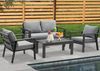 MeXo Gartenlounge-Set Gartenmöbel Set 4 Personen Aluminium Wetterfest Hochlehner 4 Sitzer, (einteiliges 10cm Premium-Sitzkissen, 4-tlg, Gartentisch 100x50cm), Gartenset 4 Personen Ergonomisches Design, Café-Ecke Alu Bild 5