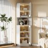 Badschrank 45x45x166,5 cm, Eckschrank in Weiß mit Lichtleiste, Glastür und verstellbaren Einlegeböden Bild 4