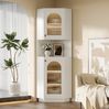 Badschrank 45x45x166,5 cm, Eckschrank in Weiß mit Lichtleiste, Glastür und verstellbaren Einlegeböden Bild 5