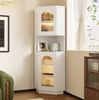 Badschrank 45x45x166,5 cm, Eckschrank in Weiß mit Lichtleiste, Glastür und verstellbaren Einlegeböden Bild 3