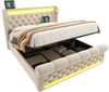Polsterbett 160×200 cm aus Samt-Stoff mit LED-Beleuchtung und Matratze, beige Bild 5