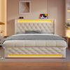 Polsterbett 160×200 cm aus Samt-Stoff mit LED-Beleuchtung und Matratze, beige Bild 2