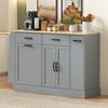 Modernes Sideboard mit unterschiedlichen Schubladen, Buffetschrank mit Abfallbehälterfach und externer Gewürzregal für Esszimmer, Wohnzimmer und Küche (Grau) Bild 2