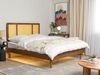 Bett mit LED AURAY 160 x 200 cm Rattan Heller Holzfarbton Bild 3