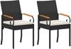 vidaXL Gartenstühle 2 pcs Schwarz und Cremeweiß Poly-Rattan und Akazie 42025880 Bild 2