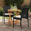 vidaXL Gartenstühle 2 pcs Schwarz und Cremeweiß Poly-Rattan und Akazie 42025880 Bild 3