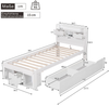 Kindereinzelbett 90×200 cm aus Kiefernholz mit USB-Anschluss und Stauraum, weiß Bild 4