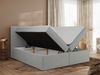 Boxspringbett mit Multipocket-Matratze und Topper, Doppelbett, Struktur dekostoff, Polsterbett mit Bettkästen - JAGUAR - 140 x 200 cm - Hellgrau Struktur - H4 Bild 3