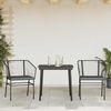 vidaXL 3-tlg. Garten-Essgruppe mit Kissen Schwarz Poly Rattan Glas 3334499 Bild 3