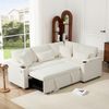 L-förmiges, ausziehbares Ecksofa, Canapé Convertible mit Stauraum, Getränkehalter, USB-Ladeanschluss, Armlehnenablage und vier Kissen. Geeignet für Wohnzimmer, Beige Bild 3