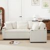 L-förmiges, ausziehbares Ecksofa, Canapé Convertible mit Stauraum, Getränkehalter, USB-Ladeanschluss, Armlehnenablage und vier Kissen. Geeignet für Wohnzimmer, Beige Bild 5