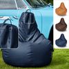 Green Bean® Sitzsack aus Kunstleder mit EPS Perlen Füllung - 90 x 80 x 70 cm - Bean Bag - Gaming Chair Rückenlehne - Dunkelblau Bild 2