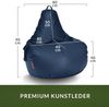 Green Bean® Sitzsack aus Kunstleder mit EPS Perlen Füllung - 90 x 80 x 70 cm - Bean Bag - Gaming Chair Rückenlehne - Dunkelblau Bild 4
