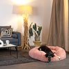 lionto Donut Hundebett, rundes Hundesofa mit Plüschbezug & Anti-Rutsch-Noppen, weich & gemütlich, 100 cm Durchmesser, rosa Bild 3