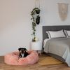 lionto Donut Hundebett, rundes Hundesofa mit Plüschbezug & Anti-Rutsch-Noppen, weich & gemütlich, 100 cm Durchmesser, rosa Bild 2