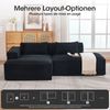 LVHOM Ecksofa 2 Sitzer, Modulares Sofa 235 cm breit, L-Form Sofa mit 2 Kissen, Schlafsofa aus Cordstoff, kein Aufbau erforderlich, Schwarz Bild 3
