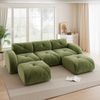 3-Sitzer Sofa 281×171×76 cm aus Chenille Stoff rahmenlos modular mit 2 Hockern, grün Bild 3