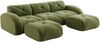 3-Sitzer Sofa 281×171×76 cm aus Chenille Stoff rahmenlos modular mit 2 Hockern, grün Bild 5