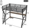 Merax Hochbett, 90*200cm , fernbedienbares Ambientelicht, Computerkonsolenablage, Schreibtisch, Steckdose+USB, Geländer, Treppe, ohne Matratze, Schwarz Bild 4