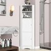 Badezimmerschrank mit Dreiecksdesign, multifunktionaler Eckschrank mit offenen und geschlossenen Ablagen, wasserdicht,Weiß Bild 2