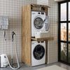 Roomart Waschmaschinenschrank für Trockner & Waschmaschine - SERIE DUO-I- 67 cm breit, mit Ausziehbrett • Waschturm für Waschküche & Hauswirtschaftsraum • Eiche Bild 2