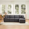 Merax 280cm Großes Sofa, 4-Sitzer Corduroy Sofa, mit Stauraum unter den Sitzflächen, inklusive eines frei platzierbaren Hockers, Grau Bild 5