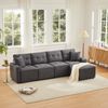 Merax 280cm Großes Sofa, 4-Sitzer Corduroy Sofa, mit Stauraum unter den Sitzflächen, inklusive eines frei platzierbaren Hockers, Grau Bild 3