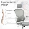 Ergonomischer Bürostuhl 65 x 64 x 114-122 cm mit Kopfstütze, Wippfunktion und Netzrückenlehne Bild 5