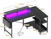 Gaming Schreibtisch L Form LED 120x80cm Ecktisch Schwarz mit USB-Ladeanschlüssen Bild 3