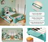 Novelux Kinderbett 90x200 Wolkenbett mit LED-Leselampe, USB und Schublade – Polsterbett aus Samt in Blaugrün, mit Fallschutz, Ablage und Smile-Kopfteil Bild 4