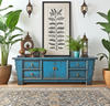 Chinesisches Lowboard Blau exotisch vintage Kommode TV-Schrank asiatisch Kolonial-Stil Antik-Stil Sideboard orientalisch Fernost shabby-chic Landhaus Bild 4