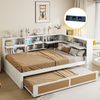 Multifunktionales Massivholz-Schlafsofa mit Ausziehbett 140x200 cm, Stauraum & USB-Anschlüssen, Gäste- & Tagesbett, Weiß Bild 1