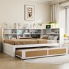 Multifunktionales Massivholz-Schlafsofa mit Ausziehbett 140x200 cm, Stauraum & USB-Anschlüssen, Gäste- & Tagesbett, Weiß Bild 2